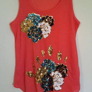 Coral sequined tank